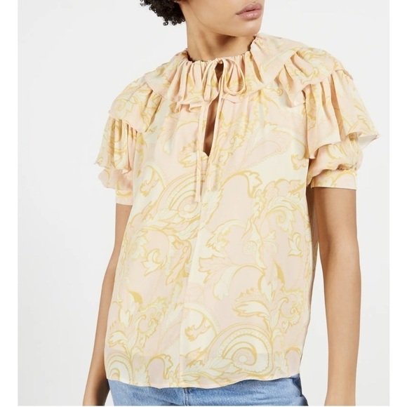 NWT Ted Baker Frisis MIB Frill Baroque Chiffon Printed Top - Picture 1 of 14